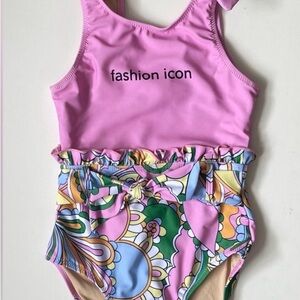 NWOT Shade Critters Fashion Icon One-Piece Swimsuit in Periwinkle Swirl - 8Y